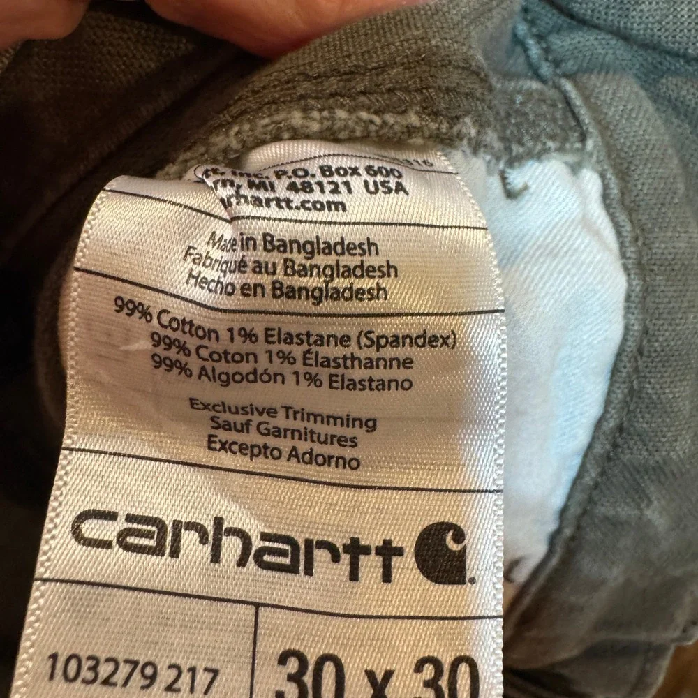 Carhartt Relaxed Fit Carpenter Pant 30x30 Actual L28.5 Green Duck Canvas Utility